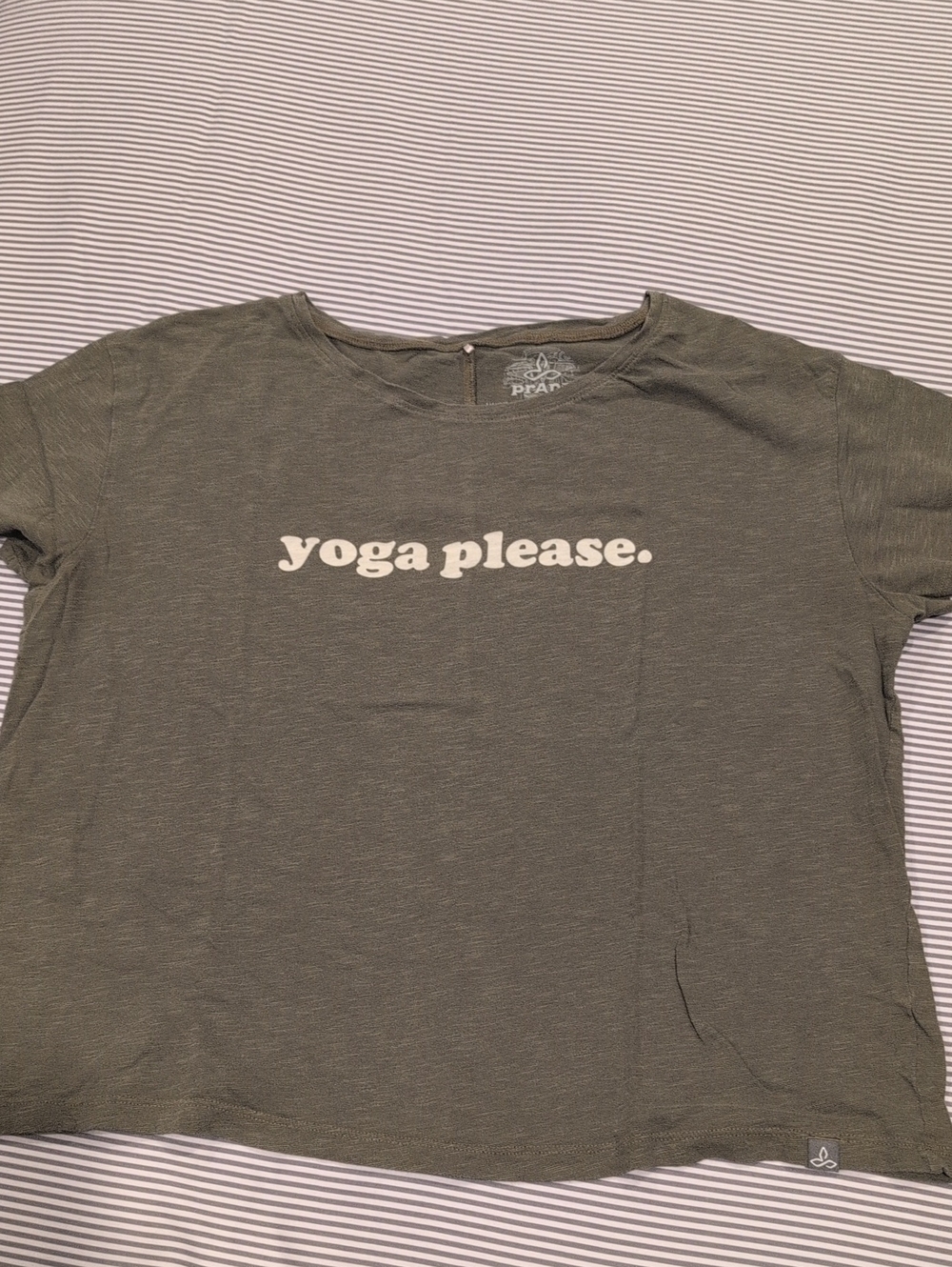 Prana Olive Green "yoga please." Short Sleeve Tee